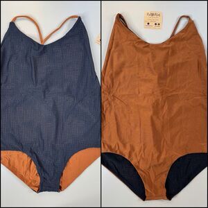 KaloKini‎ Women’s One Piece Bathing Suit Size 2XL Pumpkin Spice Reversible Beach